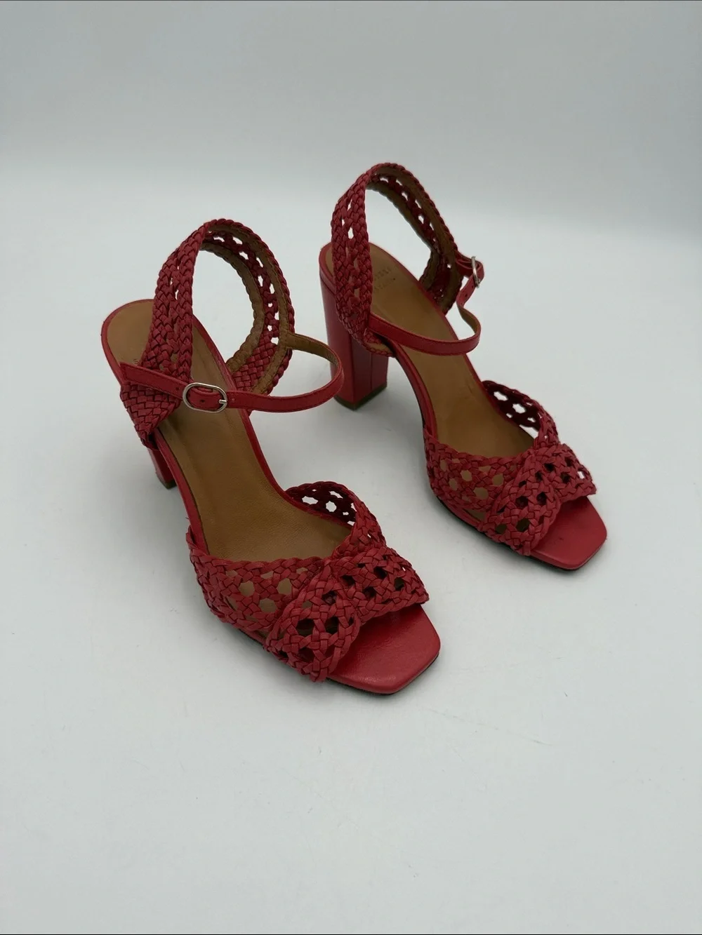 Sezane Les souliers Halix Women’s leather sandals Braided Block Heels event Y2K